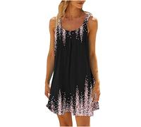 CECECOLEPansr Freizeitkleider Für Damen - Sommer Damen Casual Lose Strand Trägerkleider Farbverlauf 3D-Gedrucktes Unterkleid Spaghettiträger U-Ausschnitt Damen Grace Partykleider Kleidung,Dress02,5XL