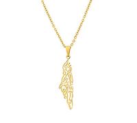 CECECOLEPansr Israel Und Palästina Karte Form Halskette Mode Persönlichkeit Aushöhlen Anhänger Paar Schmuck Charm Pullover Kette Für Damen Herren Geschenk,Gold,45Cm(17.7 Zoll)