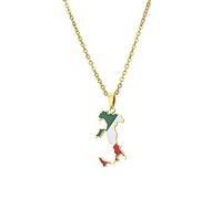 CECECOLEPansr Italien Karte Flagge Drop Glasur Anhänger Halskette Schmuck Charm Mode Geometrische Hip Hop Paar Halskette Unisex Pullover Kette Für Damen Herren Geschenk,Gold,45Cm(17.7 Zoll)