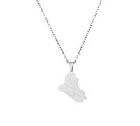 CECECOLEPansr Republik Irak Karte Form Halskette Mode Persönlichkeit Glänzend Anhänger Paar Schmuck Charm Unisex Pullover Kette Für Damen Herren Geschenk Accessoires,Silber,45Cm(17.7 Zoll)