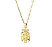 CECECOLEPansr Schmuck Karte Halskette, Fashion Republic of Serbia Eagle Pendant Necklace Women Girls Men Ethnic Birthday Party Charm Srbija Jewelry Gift Serbian,Gold Pendant,45Cm(17.7 Inches)