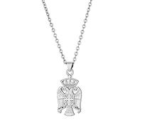 CECECOLEPansr Schmuck Karte Halskette, Fashion Republic of Serbia Eagle Pendant Necklace Women Girls Men Ethnic Birthday Party Charm Srbija Jewelry Gift Serbian,Silver Pendant,45Cm(17.7 Inches)
