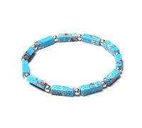 Cecey-jdz Naturstein Kaiserstein Perlen Stretch-Armband - Mode Quader Edelstein Armband Charme Chakra Perlen Armreif, Damen Herren Energie Yoga Schmuck Geschenk Vintage Ethnische Accessoires,23Cm