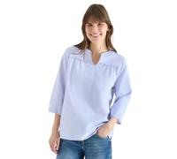Shirtbluse CECIL, Damen, Gr. S (38), blouse blau, Web, 57% Baumwolle, 42% Polyester, 1% Elasthan, gestreift, klassisch normal, Rundhals, Bündchen, Blusen, mit gestreiftem Seersucker-Look (25856004-S) 