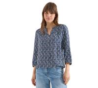 Longbluse CECIL, Damen, Gr. S (38), universal blau, Stoff, 95% Viskose, 5% Metallfasern, gemustert, klassisch normal, Rundhals, elastischer Bund, Blusen Longbluse, mit geschlitztem Rundhalsausschnitt