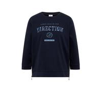 Cecil 3/4-Arm-Shirt mit Rundhals und Wording - Damen - urban dunkelblau - Gr. L