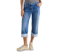 Loose-fit-Jeans CECIL, Damen, Gr. 28, Länge 26, blau (mid blau wash), Jeans, 77% Baumwolle, 20% Polyester, 3% Elasthan, unifarben, kniebedeckend, Jeans, aus Baumwolle mit Stretchanteil (68470927-28) m