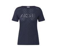 CECIL Damen 3227075 Ausbrenner Shirt mit Wording, urban Dark Blue, Large