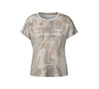 Cecil - Ausbrenner Wording Shirt braun - Gr. - S