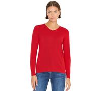 Strickpullover CECIL, Damen, Gr. XL (44), rot (fiery rot), Web, 60% Baumwolle, 40% Viskose, unifarben, normal normal, V-Ausschnitt, Rippbündchen, Pullover Strickpullover, im soften Baumwoll-Mix (91608