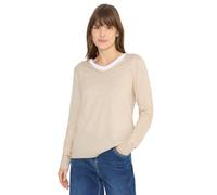 Cecil Strickpullover Basic Damen V-Ausschnitt 60% Baumwolle/40% Viskose egg beige melange Gr. L