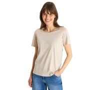Cecil Damen Basic T-Shirt mit Rundhals in Unifarbe in Beige, Gr: L