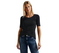 Cecil Damen T-Shirt Lena – klassischer Rundhalsausschnitt, Uni – Schwarz (Black 10001) – M EU