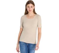Cecil Damen Basic T-Shirt mit Rundhals in Unifarbe in Beige, Gr: M