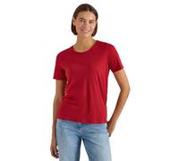 Cecil Damen Basic T-Shirt mit Rundhals in Unifarbe in Rot, Gr: M