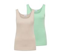 Trägertop CECIL, Damen, Gr. M (40), beige (grain beige, juicy lime), Web, 100% Baumwolle, unifarben, comfort fit normal, Rundhals, abgesteppt, Tops Trägertop, aus reiner Baumwolle (79464809-M) grain b