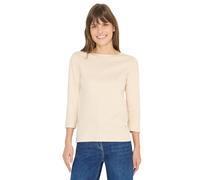 Cecil Damen Basic U-Boot-Shirt 3/4-Arm Baumwolle Beige Gr. L