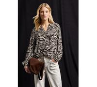 Langarmbluse STREET ONE, Damen, Gr. 34, deep roast braun, Web, Obermaterial: 100% Viskose, animal-print, casual, lässig geschnitten hüftbedeckend, Rundhals, Langarm, Blusen, mit Zebra Print, im Tunika