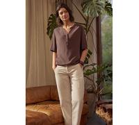 Cecil Kurzarmbluse Split Neck – 100% Viskose, macchiato braun, mit Knopfleiste – Gr. M (40)
