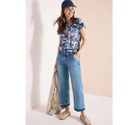 Cecil Damen T-Shirt Split Neck mit Grafikprint 50% Baumwolle/50% Modal Blau XL (44)