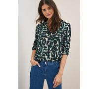 Langarmbluse CECIL, Damen, Gr. XL (44), ink grün, Web, Obermaterial: 100% Viskose, bedruckt, casual, regular fit taillenbedeckt, Rundhals, Langarm elastischer Bund, Blusen, mit All-Over Print (5483942