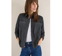 Cecil Langarmbluse Damen – 100% Baumwolle, V-Ausschnitt, deep grau melange, Gr. XL