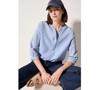 Klassische Bluse CECIL, Damen, Gr. L (42), blau (blouse blau), Web, Obermaterial: 51% Viskose, 32% Baumwolle, 17% Polyamid, gestreift, casual, regular fit taillenbedeckt, Rundhals, 3/4-Ärmel, Blusen,