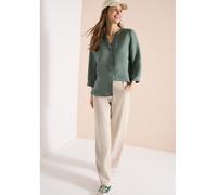 Longbluse CECIL, Damen, Gr. M (40), just khaki, Web, 55% Leinen, 45% Viskose, unifarben, klassisch normal, Rundhals, Bündchen, Blusen Longbluse, mit 3/4 Ärmeln (99683426-M) just khaki