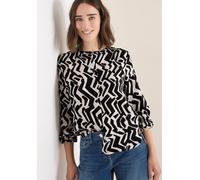 Langarmbluse CECIL, Damen, Gr. XL (44), light greige, Stoff, 100% Viskose, gemustert, normal lang, hoch geschlossener Ausschnitt, elastischer Bund, Blusen, mit grafischem Muster (66998910-XL) light gr