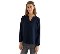 Cecil Langarmbluse Damen unifarben V-Ausschnitt 86% Viskose/14% Nylon Gr. L (42) blau