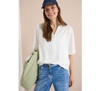 Shirtbluse CECIL, Damen, Gr. L (42), vanilleweiß, Stoff, 100% Viskose, unifarben, klassisch normal, Rundhals, normaler Saum, Blusen, mit geschlitztem Rundhalsausschnitt (71853338-L) vanilleweiß