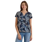 Kurzarmbluse CECIL, Damen, Gr. XXL (46), blau (universal blau), Stoff, Vorderseite: 100% Viskose. Rückseite: 95% Viskose, 5% Elasthan, gemustert, klassisch normal, Rundhals, normaler Saum, Blusen, mit