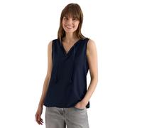 Blusentop CECIL, Damen, Gr. 3XL, blau (universal blau), Stoff, 100% Viskose, gemustert, klassisch normal, Rundhals, normaler Saum, Blusen Blusentop, mit geschlitztem Rundhalsausschnitt (32955520-XXXL)
