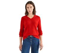 Cecil Damen Bouclé-Pullover V-Ausschnitt Orange Größe XL