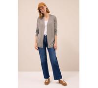Longstrickjacke CECIL, Damen, Gr. L (42), toffee cream melange, Strick, Obermaterial: 60% Baumwolle, 40% Viskose, unifarben, casual, Po-bedeckend, ohne Ausschnitt, Langarm, Strickjacken, softe Baumwol
