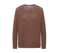Strickpullover CECIL, Damen, Gr. L (42), light macchiato braun, Web, 75% Baumwolle, 25% Polyester, unifarben, normal normal, V-Ausschnitt, normaler Saum, Pullover Strickpullover, mit abgerundetem V-Au