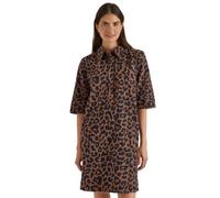 Midikleid CECIL, Damen, Gr. M (40), US-Größen, braun (creamy mocha), Web, 100% Baumwolle, comfort fit kniefrei, V-Ausschnitt, normaler Saum, Kleider Midikleid, mit Leo-Muster (74829547-M) creamy mocha