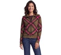 Stehkragenpullover CECIL, Damen, Gr. S (38), braun (pink flash), Web, 29% Polyacryl, 25% Polyamid, 23% Baumwolle, 23% Polyester, kariert, normal normal, hoch geschlossener Ausschnitt, abgesteppt, Pull