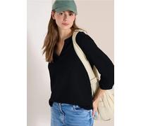 Klassische Bluse CECIL, Damen, Gr. XXL (46), schwarz, Web, 100% Baumwolle, unifarben, klassisch normal, Rundhals, Bündchen, Blusen Bluse, mit 3/4 Ärmeln (96397637-XXL) schwarz