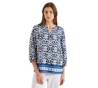Shirtbluse CECIL, Damen, Gr. XXL (46), blau (universal blau), Stoff, 100% Viskose, gemustert, klassisch normal, Rundhals, elastischer Bund, Blusen, aus softer Viskose (68757724-XXL) universal blau