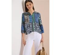 Cecil Damen 3/4-Arm Bluse mit Patchwork-Print in Blau, Gr: XS