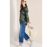 Cecil Damen 3/4-Arm Bluse mit Patchwork-Print in Grün, Gr: XXL