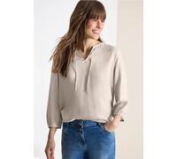 Cecil Damen 3/4-Arm Bluse mit Split Neck in Beige, Gr: L