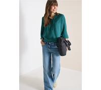 Cecil Damen 3/4-Arm Bluse mit Split Neck in Grün, Gr: XS