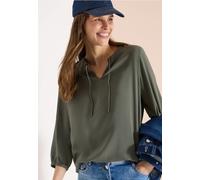 Cecil Damen 3/4-Arm Bluse mit Split Neck und Bändern in Grün, Gr: 3XL