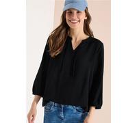 Cecil Damen 3/4-Arm Bluse mit Split Neck und Bändern in Schwarz, Gr: S