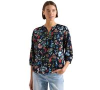 Klassische Bluse CECIL, Damen, Gr. M (40), universal blau, Stoff, 100% Viskose, geblümt, normal Po-bedeckend, Rundhals, abgesteppt, Blusen Bluse, aus softer Viskose (26118735-M) universal blau