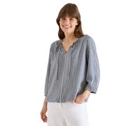 Langarmbluse CECIL, Damen, Gr. XL (44), sporty denim blau, Stoff, 100% Viskose, gestreift, klassisch normal, V-Ausschnitt, Bündchen, Blusen, mit 3/4 Ärmeln (44858219-XL) sporty denim blau
