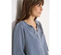 Langarmbluse CECIL, Damen, Gr. L (42), sporty denim blau, Stoff, 100% Viskose, gestreift, klassisch normal, V-Ausschnitt, Bündchen, Blusen, mit 3/4 Ärmeln (44858219-L) sporty denim blau