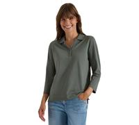 Poloshirt CECIL, Damen, Gr. L (42), grün (dried olove grün), Piqué, Obermaterial: 48% Baumwolle, 48% Modal, 4% Elasthan, unifarben, normal hüftbedeckend, V-Ausschnitt, abgesteppte Kante, Shirts, 3/4-A
